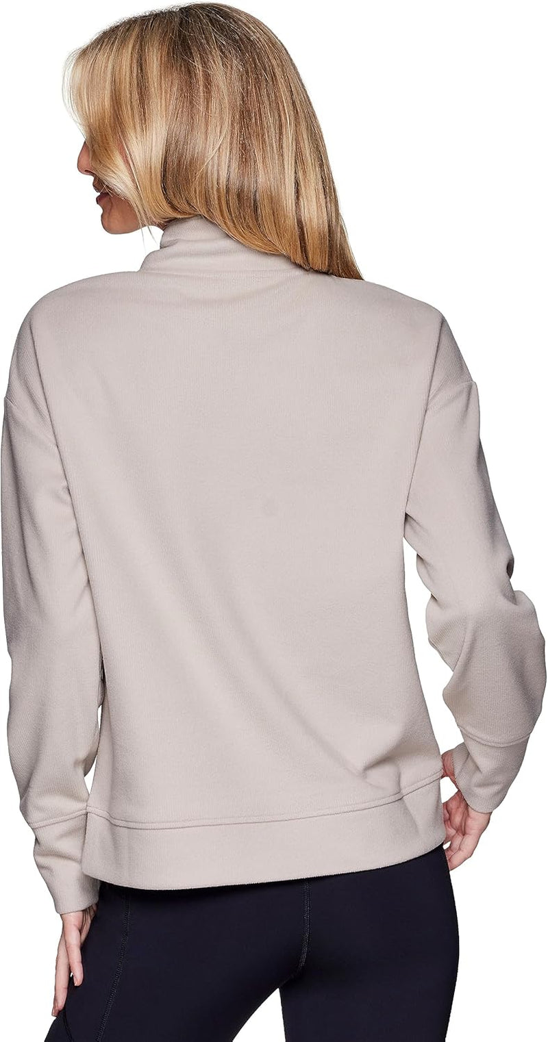 Active Women'S Lightweight Mock Neck Fleece 1/4 Zip Sweatshirt with Pockets