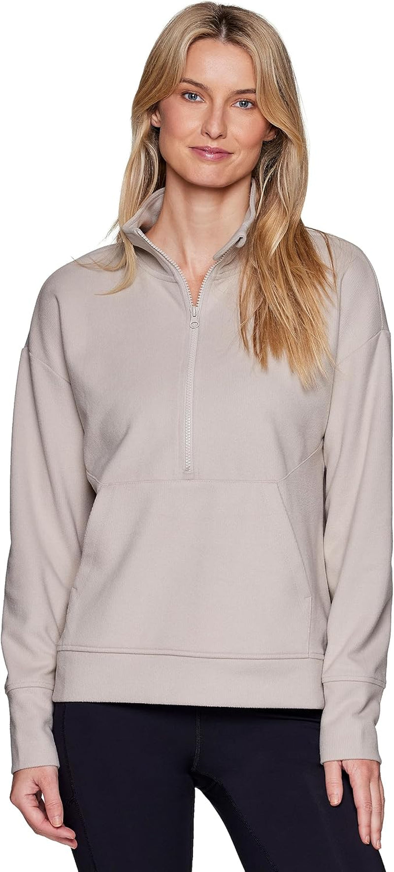 Active Women'S Lightweight Mock Neck Fleece 1/4 Zip Sweatshirt with Pockets